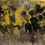 Title: Gold and Black Lotus / Zlaté a Černé Lekníny/ Medium / boxing painting, oil on Canvas / Dimension : 110 x 220 cm/ Year: 2016/17 / Status:Private collections / V soukromé sbírce