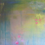 Title: Women face in Monet's gardens /Zenska tvar z Monetove zahrady/ Medium : Oil on Canvas /Dimension :110x98 / Year: 2019 / Status: available / dostupne