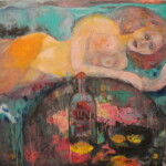 Title: Tequila Night, Medium : Oil on Canvas,mix.media,linnen canvas,epoxy resins /Dimension :110x130cm / Year: 2020 / Status: available / dostupne