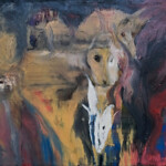 Title Wild horses from Brecon Beacons : Oil on Canvas / Dimension : 258x359cm/ Year: 2018 / Status: available / dostupne